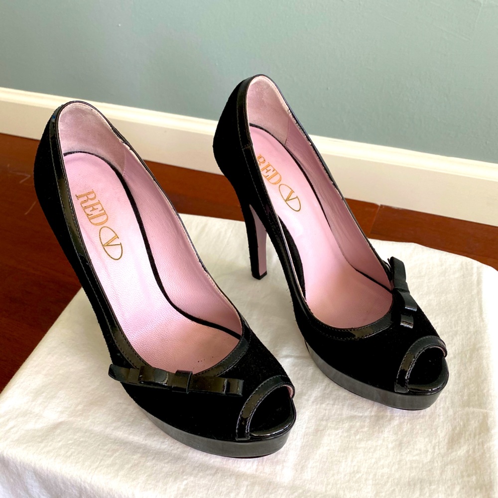 Valentino Red black suede heels size 37 (7)